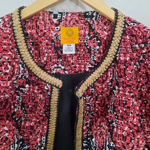 Quilted Blazer Jacket RUBY RD Collarless Long Sleeve Size 16